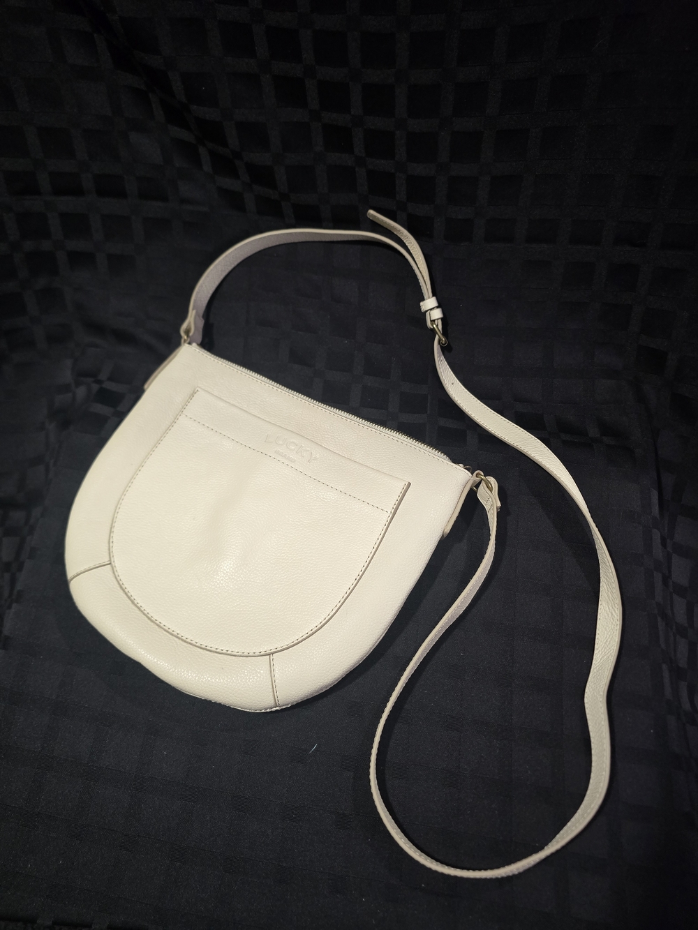 LUCKY Kyla Cream/Bone Leather Crossbody Saddle Bag